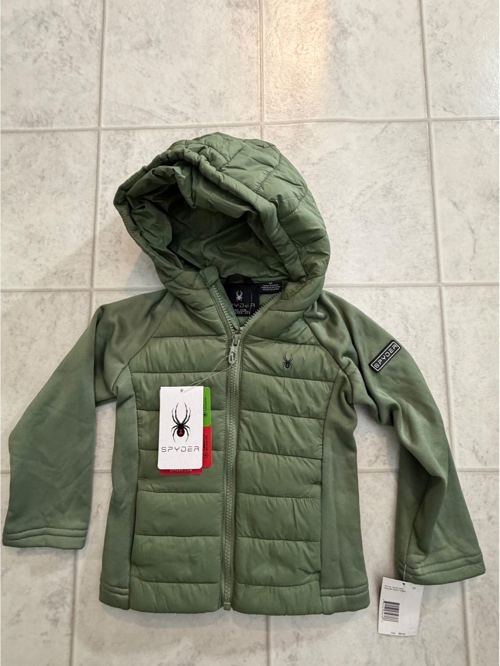 Spyder dusty green toddler puffer jacket